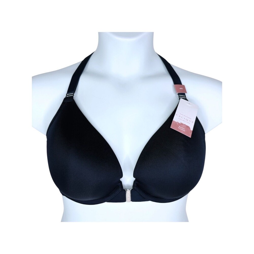 NWT Cacique Boost Plunge Bra sz 40C * Front Close Racerback Navy Blue Lace Back
